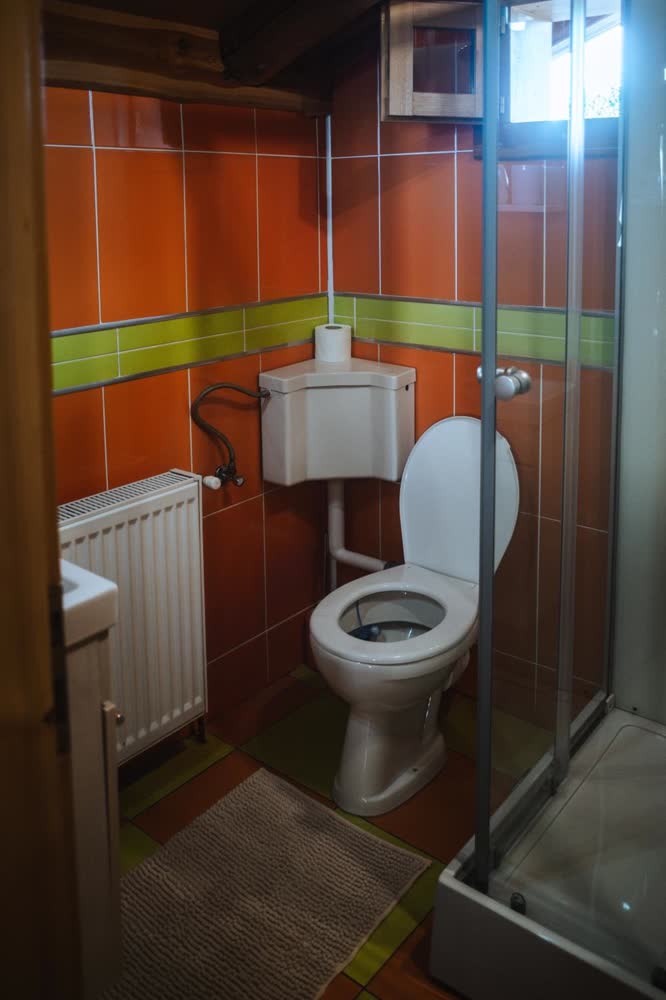 Baia cabanei — baie proprie cu duș.